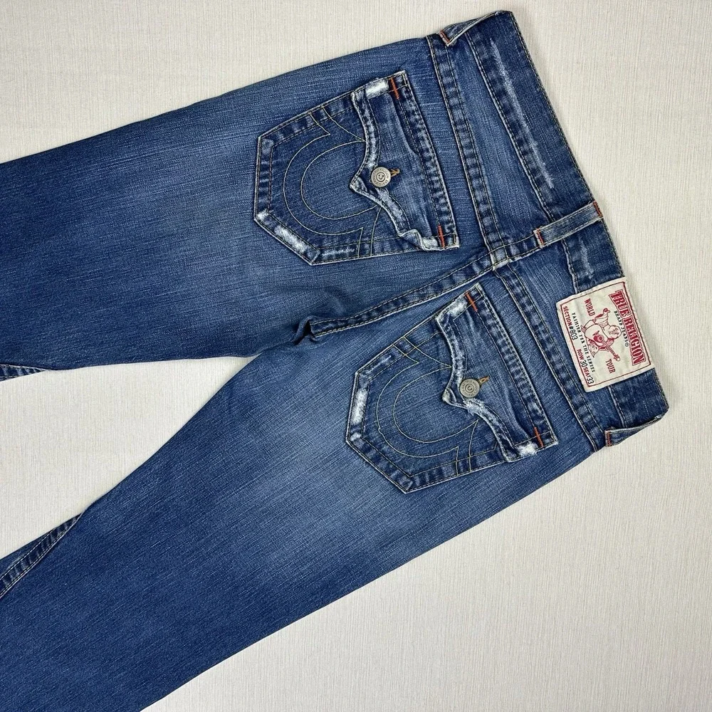 Vtg True Religion Section 803 Boot Cut Wide Leg Jeans Men Fits 33x33 Distressed